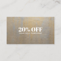 Chic Gray and Satin Gold Discount Coupon Card