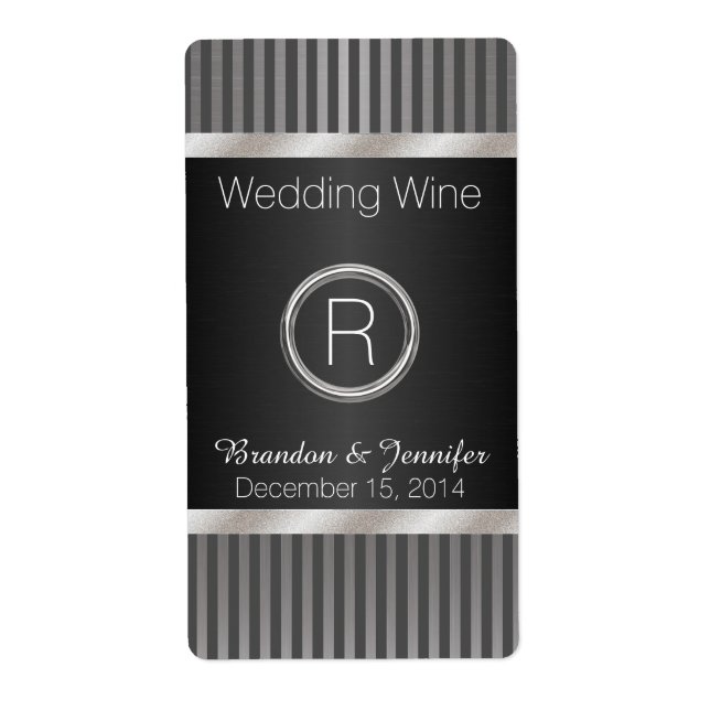 Chic Gray and Silver Wedding Mini Wine Labels (Vorne)