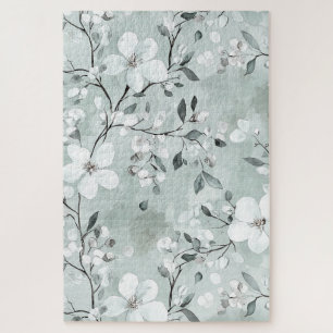 Chic Gray Blue White Blume