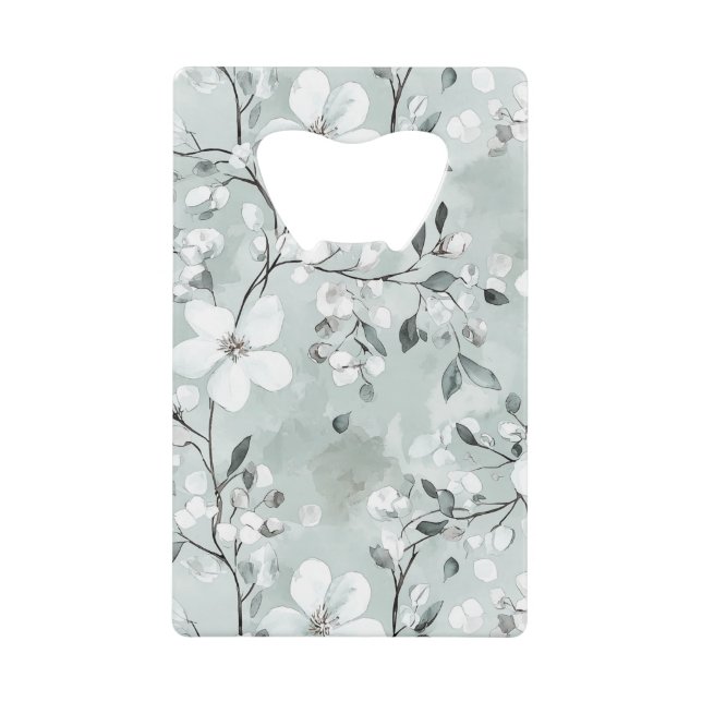 Chic Gray Blue White Blume Hochzeit Geldbeutel Flaschenöffner (Vorderseite)