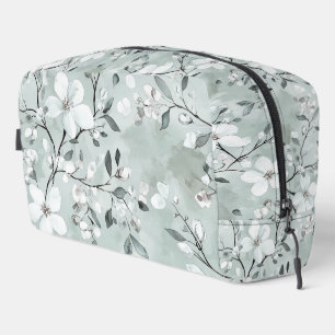 Chic Gray Blue White Blume Waschbeutel