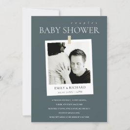CHIC GRAY CUSTOM FOTO COUPLES BABY SHOWITE DANKESKARTE