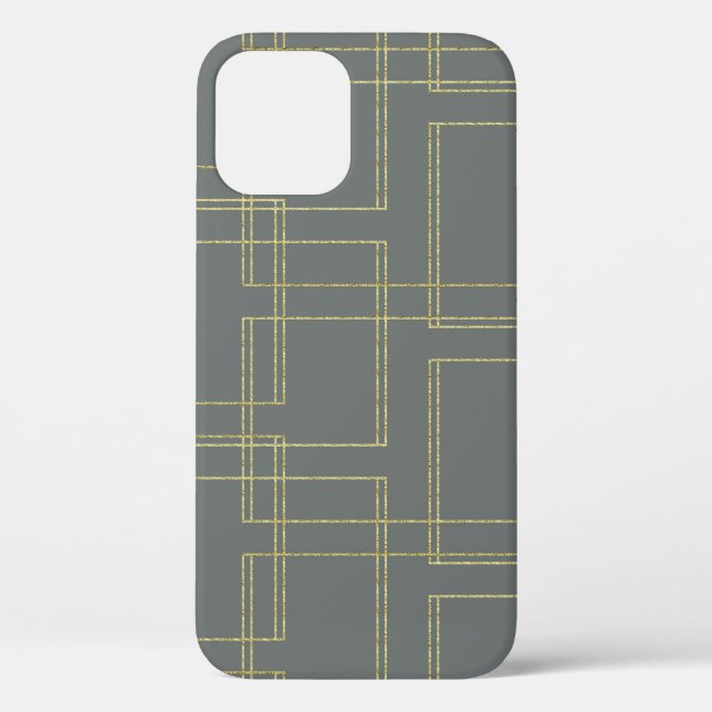 Chic Gray & Gold Geometric Glam Case-Mate iPhone Hülle (Rückseite)