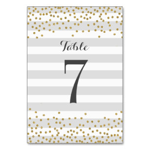 Chic Gray Gold Stripe Brautparty Party Hochzeit Tischnummer