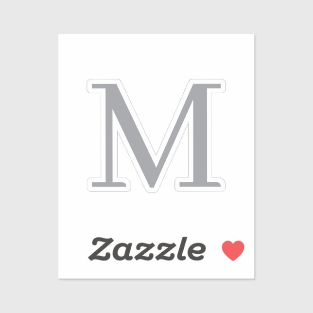 Chic Gray Initial Letter Monogram Modern Aufkleber (Blatt)