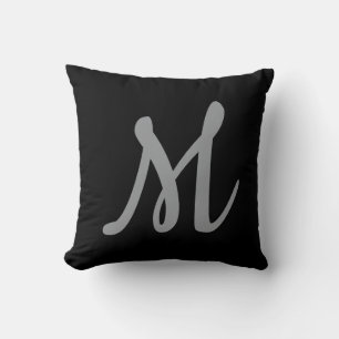 Chic Gray Initial Letter Monogram Modern Kissen
