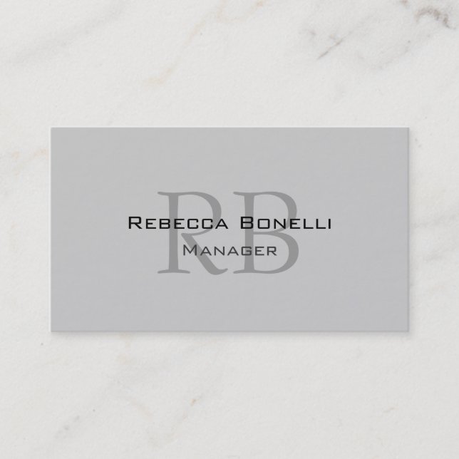Chic Gray Monogram Manager Business Card Visitenkarte (Vorderseite)