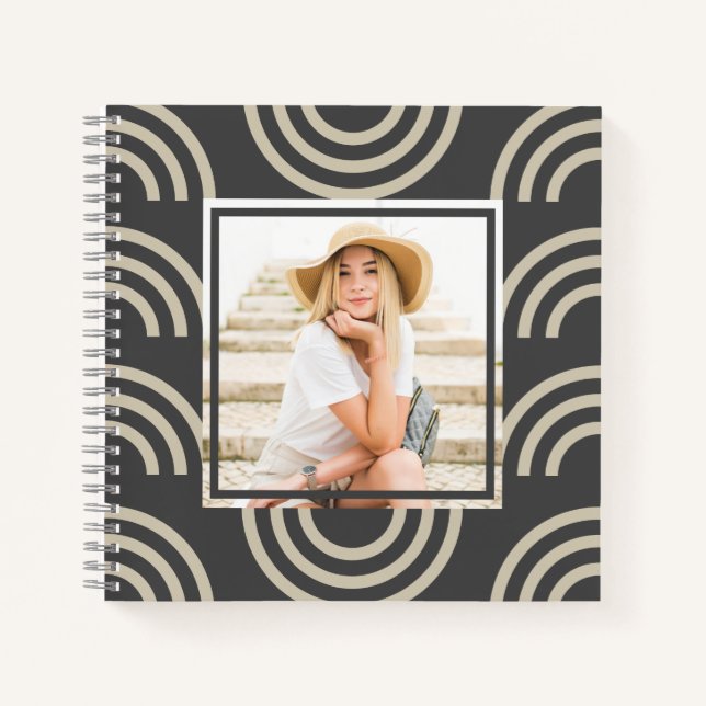 Chic Gray Rainbow Foto Notizbuch (Vorderseite)