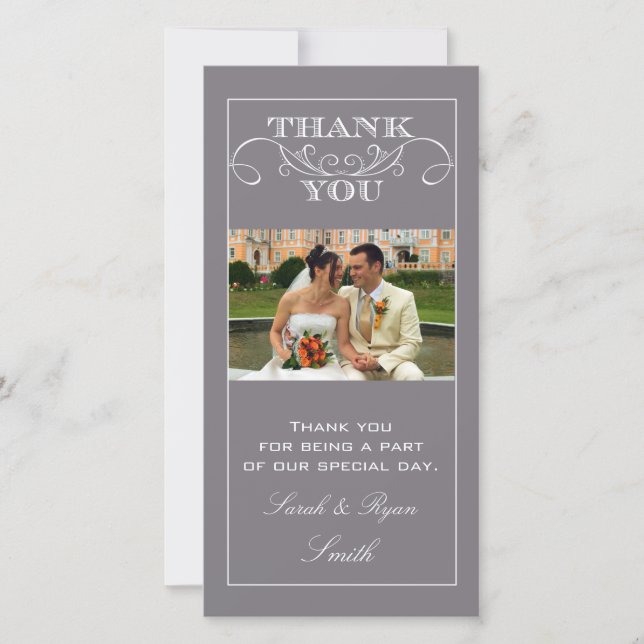 Chic Gray Wedding danke Ihnen Foto Cards (Vorderseite)