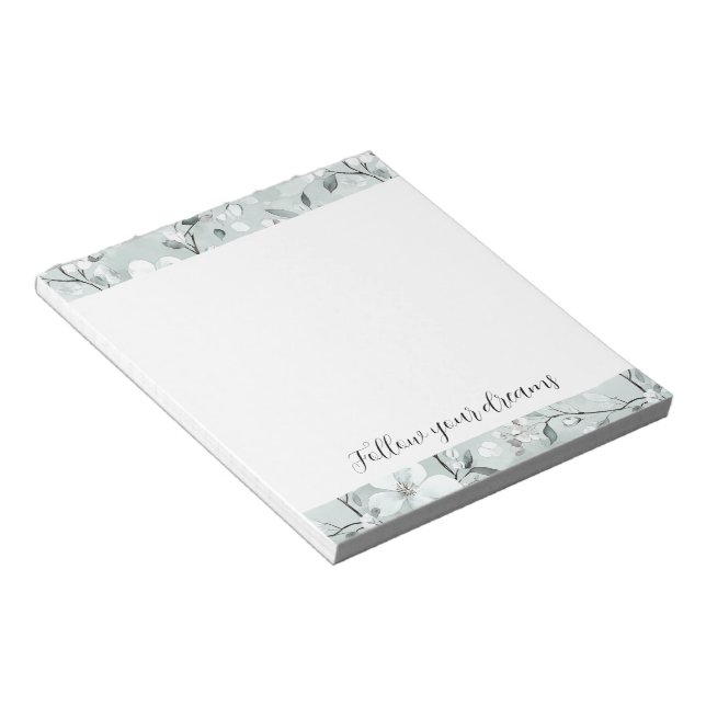 Chic Gray White Blume Notizblock (angewinkelt)