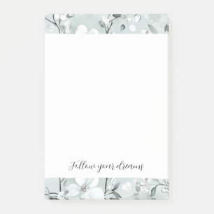 Chic Gray White Blume Post-it Klebezettel