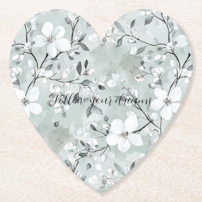 Chic Gray White Blume Untersetzer (Vorderseite)