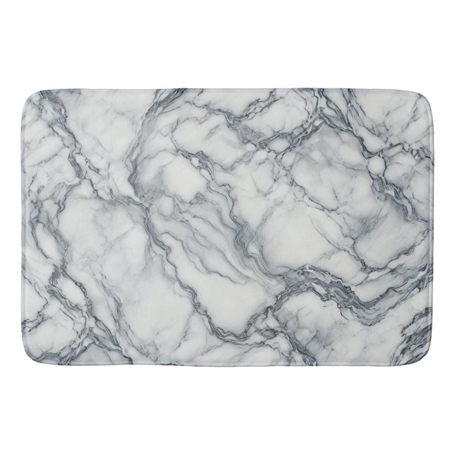 Chic Gray & White Marmor Look Glamour Badematte (Vorderseite)