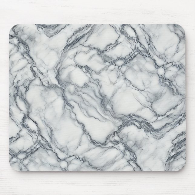 Chic Gray & White Marmor Look Glamour Mousepad (Vorne)