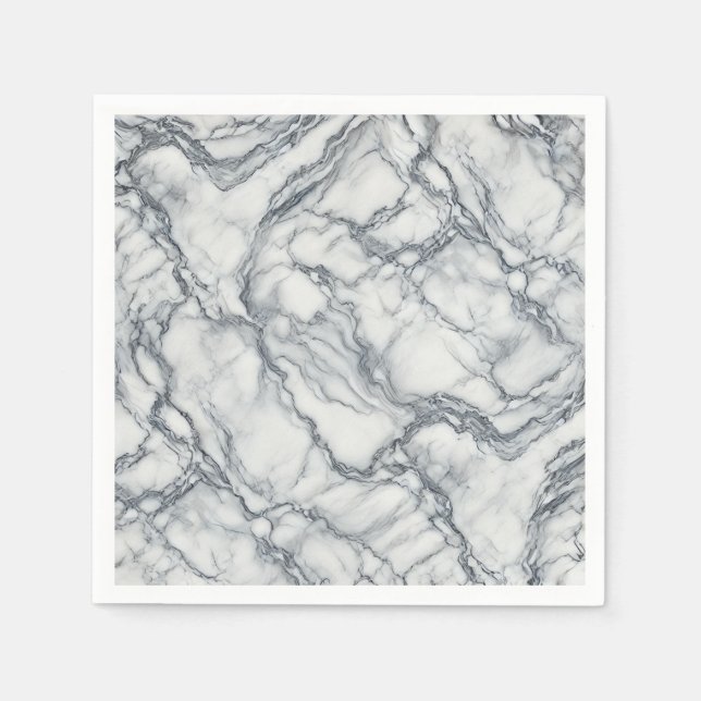 Chic Gray & White Marmor Look Glamour Serviette (Vorderseite)