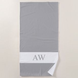 Chic Gray White Mit Monogramm Strandtuch