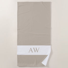 Chic Gray White Mit Monogramm Strandtuch