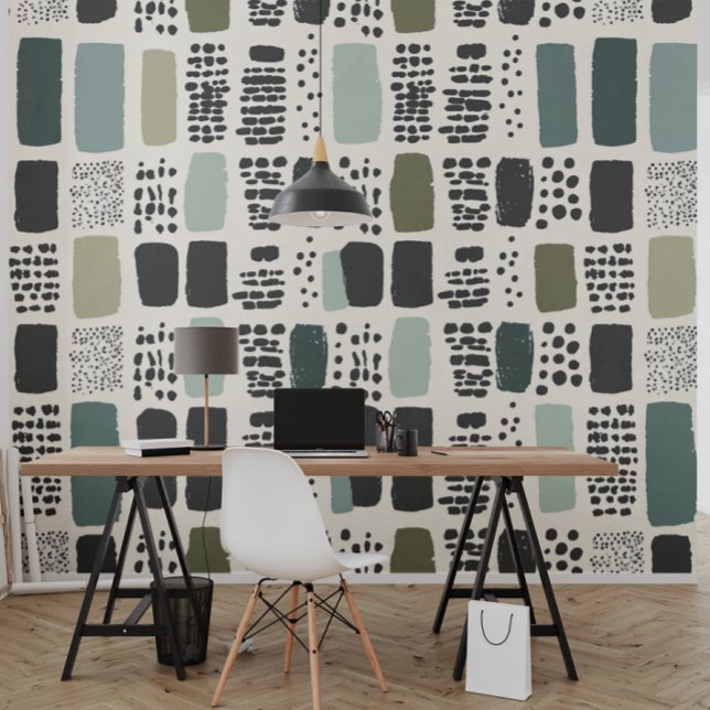 Chic Green, Beige und Black Pattern Tapete (Von Creator hochgeladen)