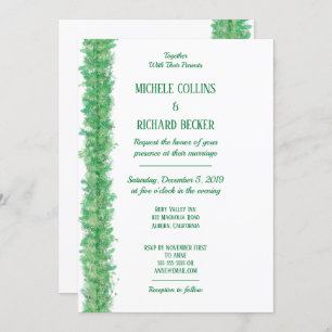 Chic Green Botanical Border Wedding Einladung