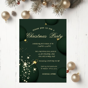 Chic Green Christmas Balls Snowflakes Weihnachten Einladung