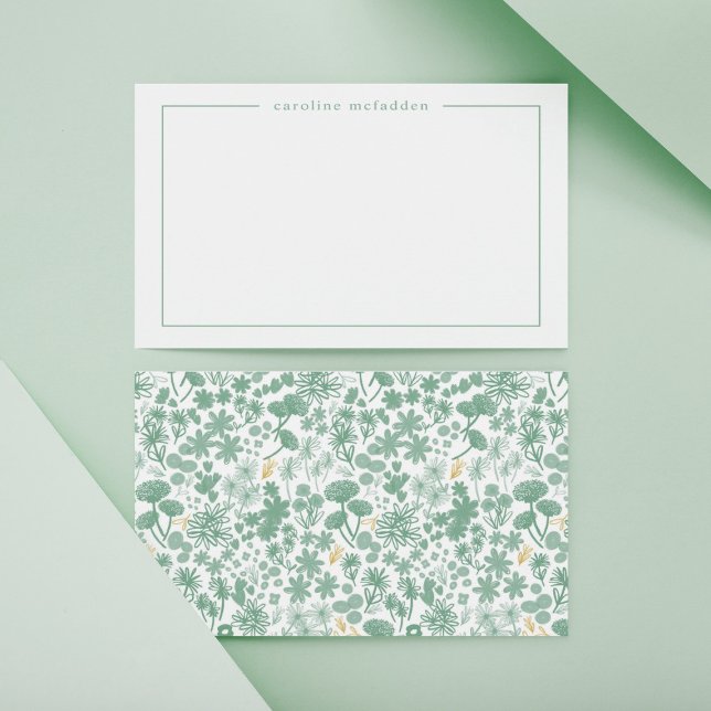 Chic Green Ditzy Floral Personalisiert Stationery Mitteilungskarte (Von Creator hochgeladen)