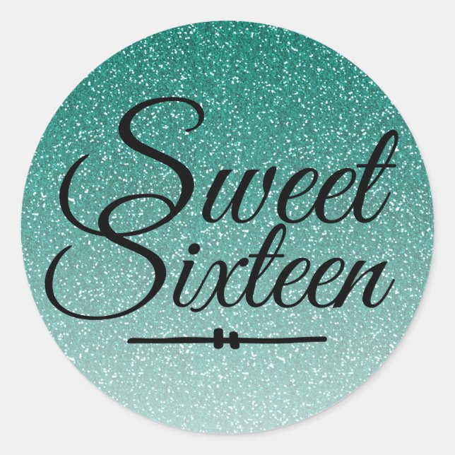 Chic green Glitzer ombre Sweet 16 Runder Aufkleber (Vorderseite)