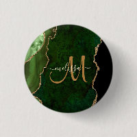 Chic Green Gold Glitzer Agate Custom Monogram