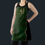 Chic Green Gold Glitzer Agate Custom Monogram Schürze<br><div class="desc">Diese schicke individuelle Name-Schürze bietet einen Hintergrund der smaragdgrünen Agate mit Imitaten goldenen Glitzer. Personalisieren Sie mit einem Namen und Monogramm in der Hand geschrieben moderne Skriptkalligraphie. Erhält ein einzigartiges Geschenk für Geburtstag, Feiertage oder jeden besondere Anlass. Entworfen für Sie von ExtremeTees!</div>