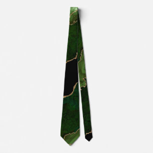 Chic Green Gold Glitzer Agate Marble Wedding Krawatte
