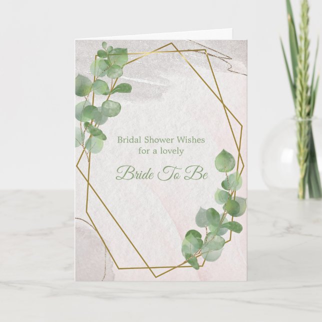 Chic Green Gold Greenery Brautparty Karte (Vorderseite)