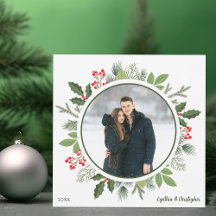 Chic Green Holly Weihnachtskranz 2 Side Foto