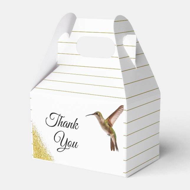 Chic Green Hummingbird and Gold Dust Wedding Geschenkschachtel (Vorderseite)