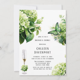 Chic Green Hydrangea Butterfly Brunch & Bubbly Einladung