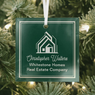 Chic Green Immobilienunternehmen Benutzerdefiniert Ornament Aus Glas