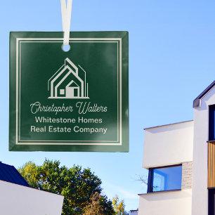 Chic Green Immobilienunternehmen Benutzerdefiniert Ornament Aus Glas