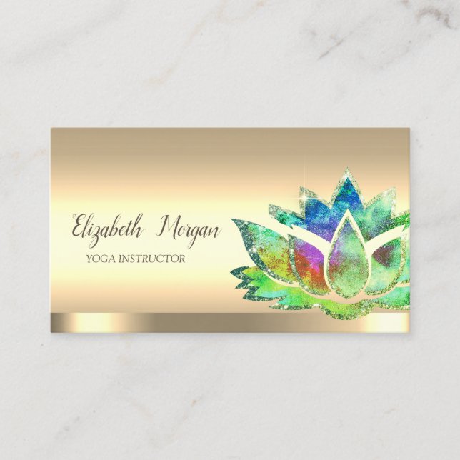 Chic Green Lotus Blume Yoga Instructor Visitenkarte (Vorderseite)