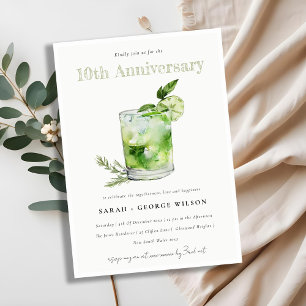 Chic Green Margarita Cocktail jedes Jahr Jahrestag Einladung