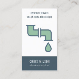 CHIC GREEN NAVY PLUMBER SERVICE PIPS PLUMBING VISITENKARTE