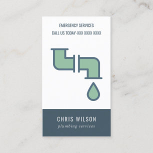 CHIC GREEN NAVY PLUMBER SERVICE PIPS PLUMBING VISITENKARTE