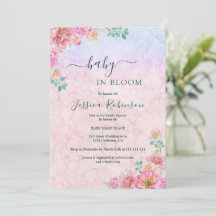 Chic Green & Pink Aquarell Floral Babydusche