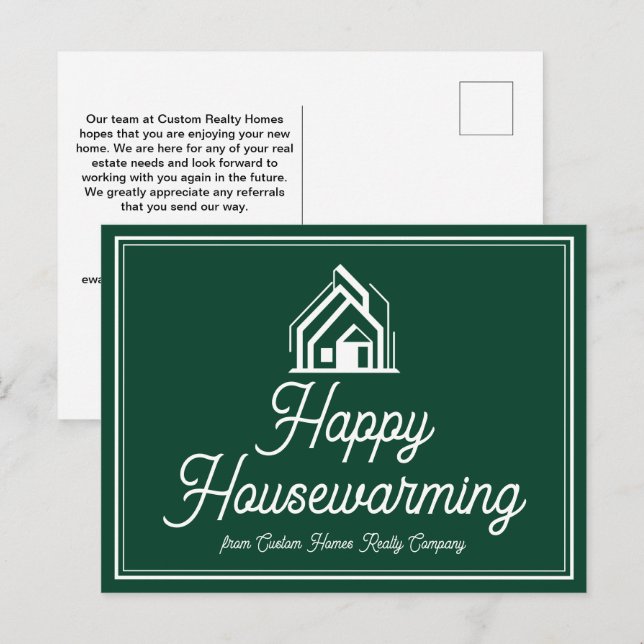 Chic Green Real Estate Company Custom Realtor Postkarte (Vorne/Hinten)
