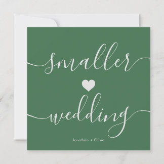 Chic Green Simple Downsizing Small Wedding Ankündigung
