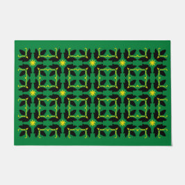 Chic Green Tile Blume Muster große Tor Mat Fußmatte