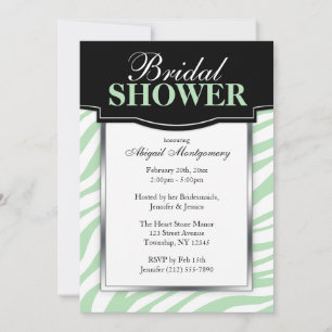 Chic Green Zebra Print Bridal Dusche Einladungen