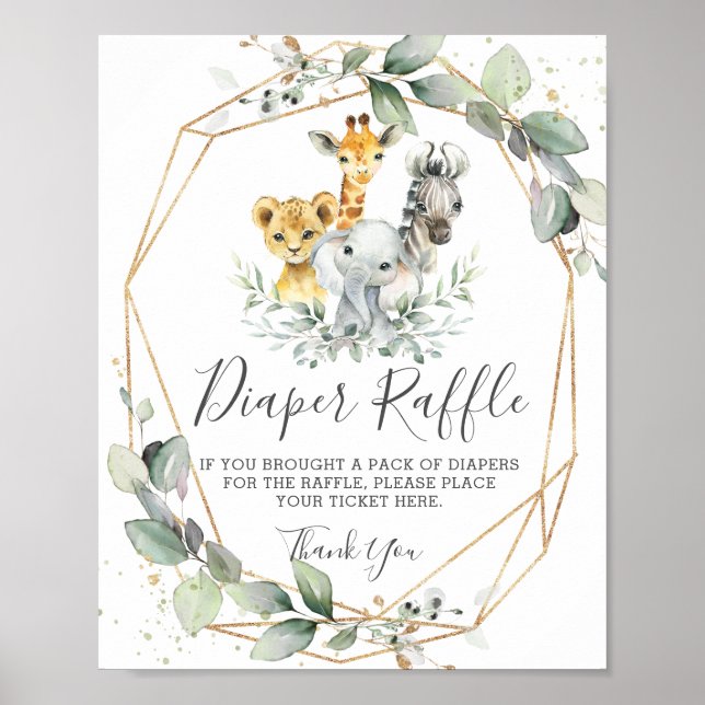 Chic Greenerenery Jungle Animals Baby Diaper Raffl Poster (Vorne)