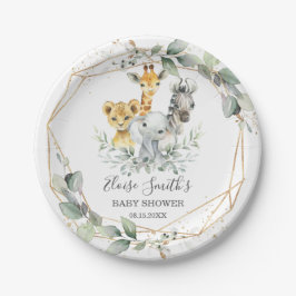 Chic Greenerenery Jungle Animals Baby Shower Gebur Pappteller