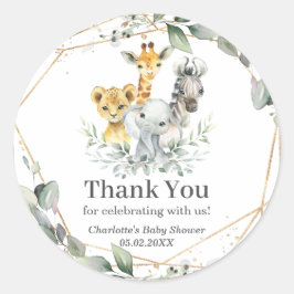 Chic Greenerenery Jungle Animals Baby Shower Gebur Runder Aufkleber