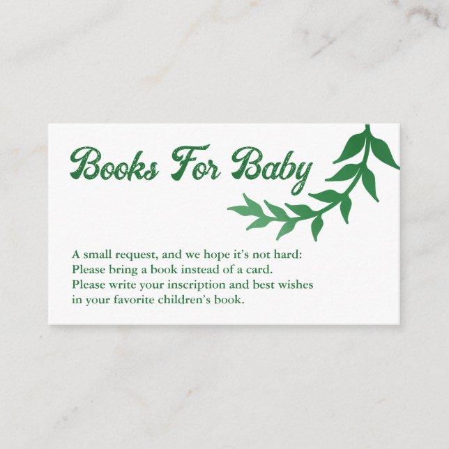 Chic Greenery Baby Shower Books for Baby Begleitkarte (Vorderseite)