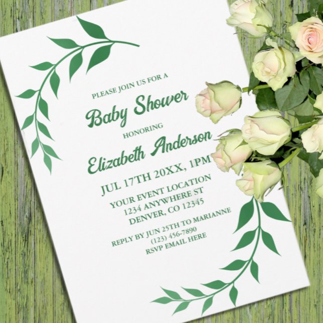 Chic Greenery Baby Shower Einladung (Von Creator hochgeladen)