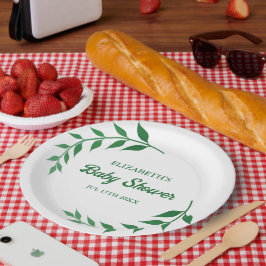 Chic Greenery Baby Shower Pappteller